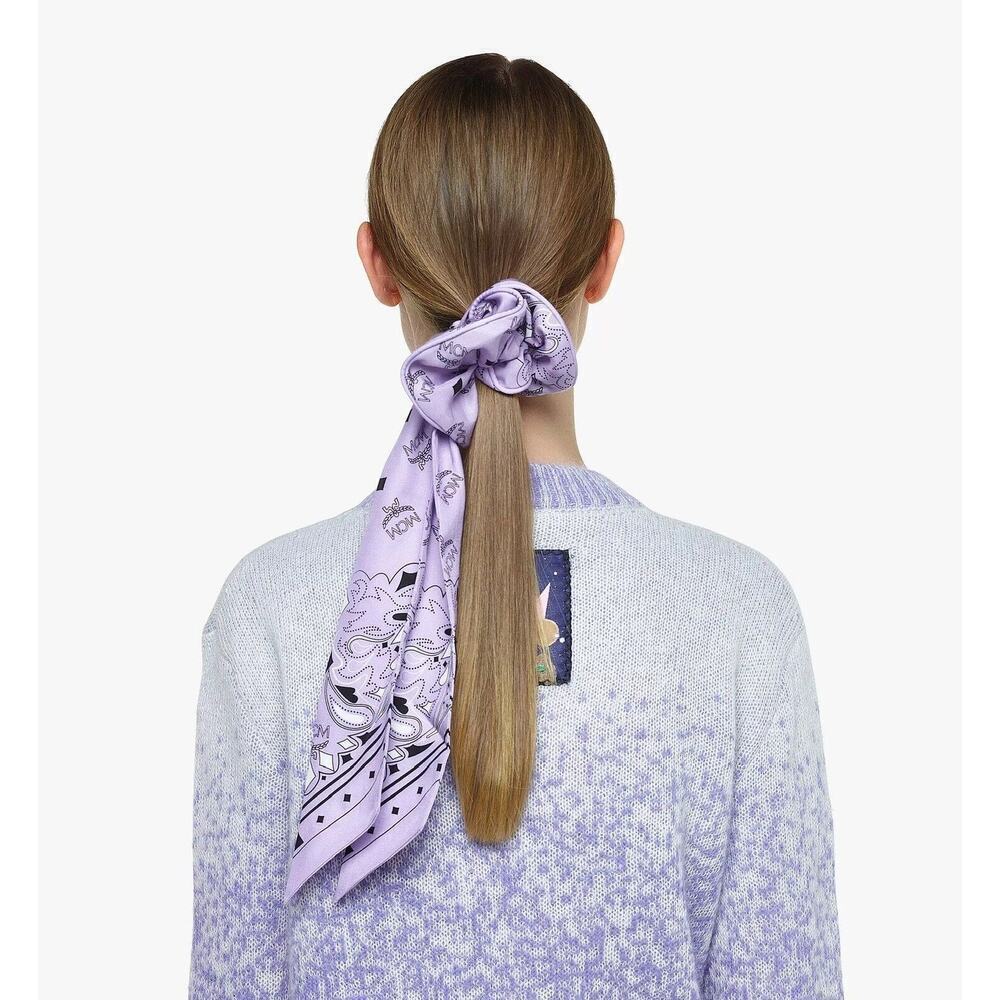 MCM silk and cotton purple rose banadanna scrunchie Full Set! Ready For Gifting - Picture 5 of 5